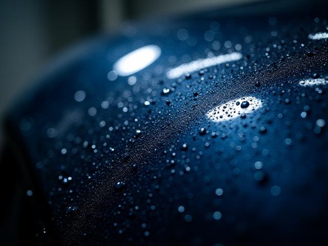 Gocce d'acqua su carrozzeria trattata con ceramica.